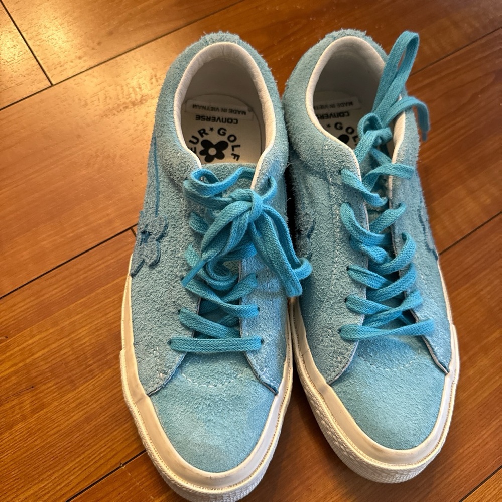 golf le fleur converse blue on blue. also comes with orange laces. women’s 6
